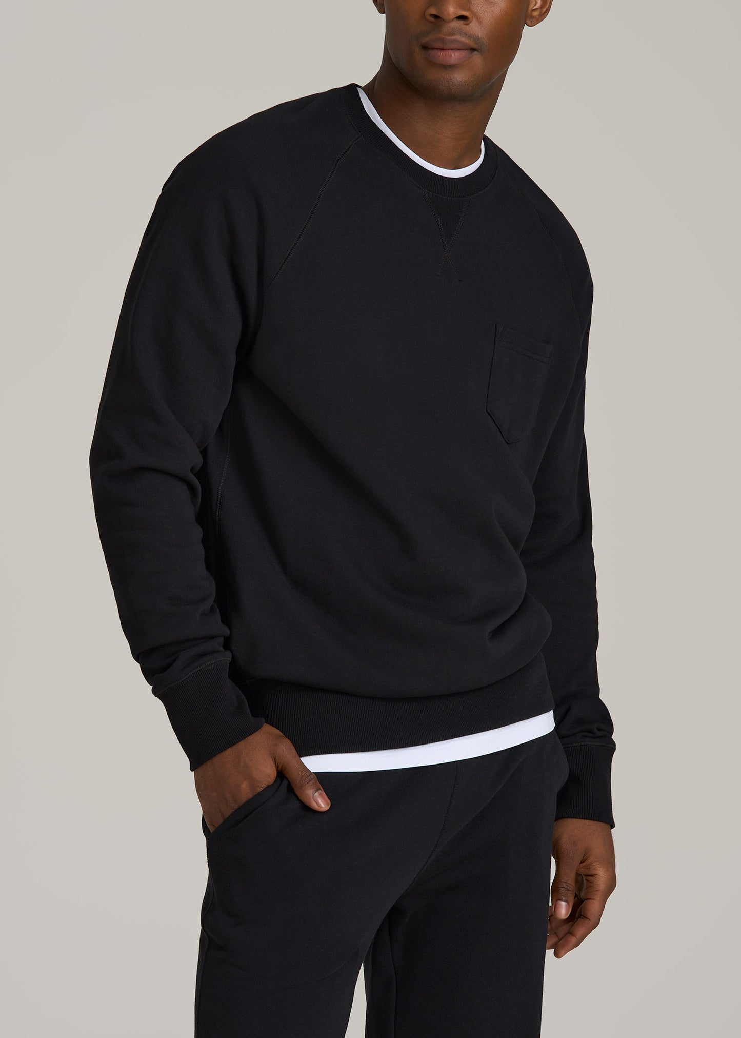 Wearever 2.0 French Terry Crewneck Sweatshirt for Tall Men in Black