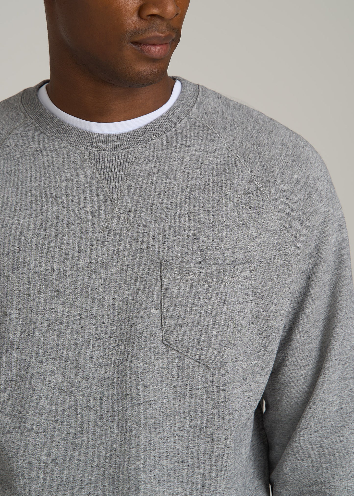 Wearever 2.0 French Terry Crewneck Sweatshirt for Tall Men in Heathered Grey