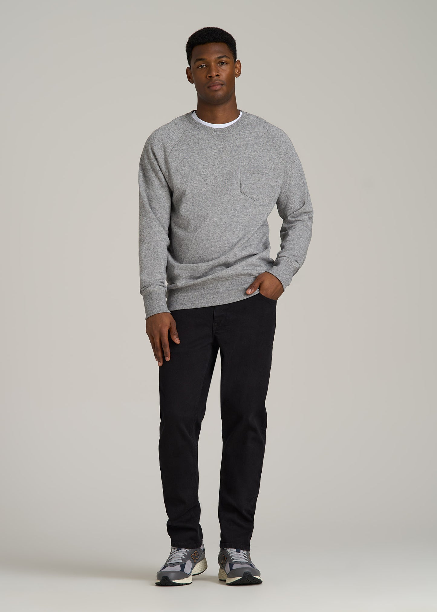 Wearever 2.0 French Terry Crewneck Sweatshirt for Tall Men in Heathered Grey