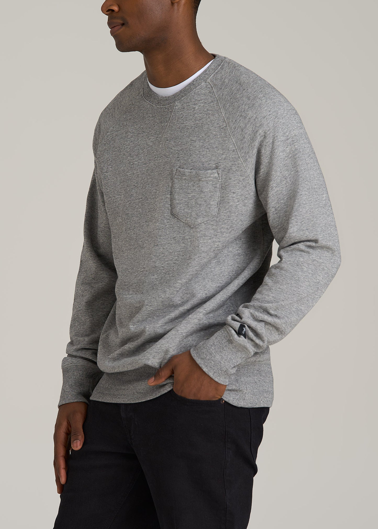 Wearever 2.0 French Terry Crewneck Sweatshirt for Tall Men in Heathered Grey