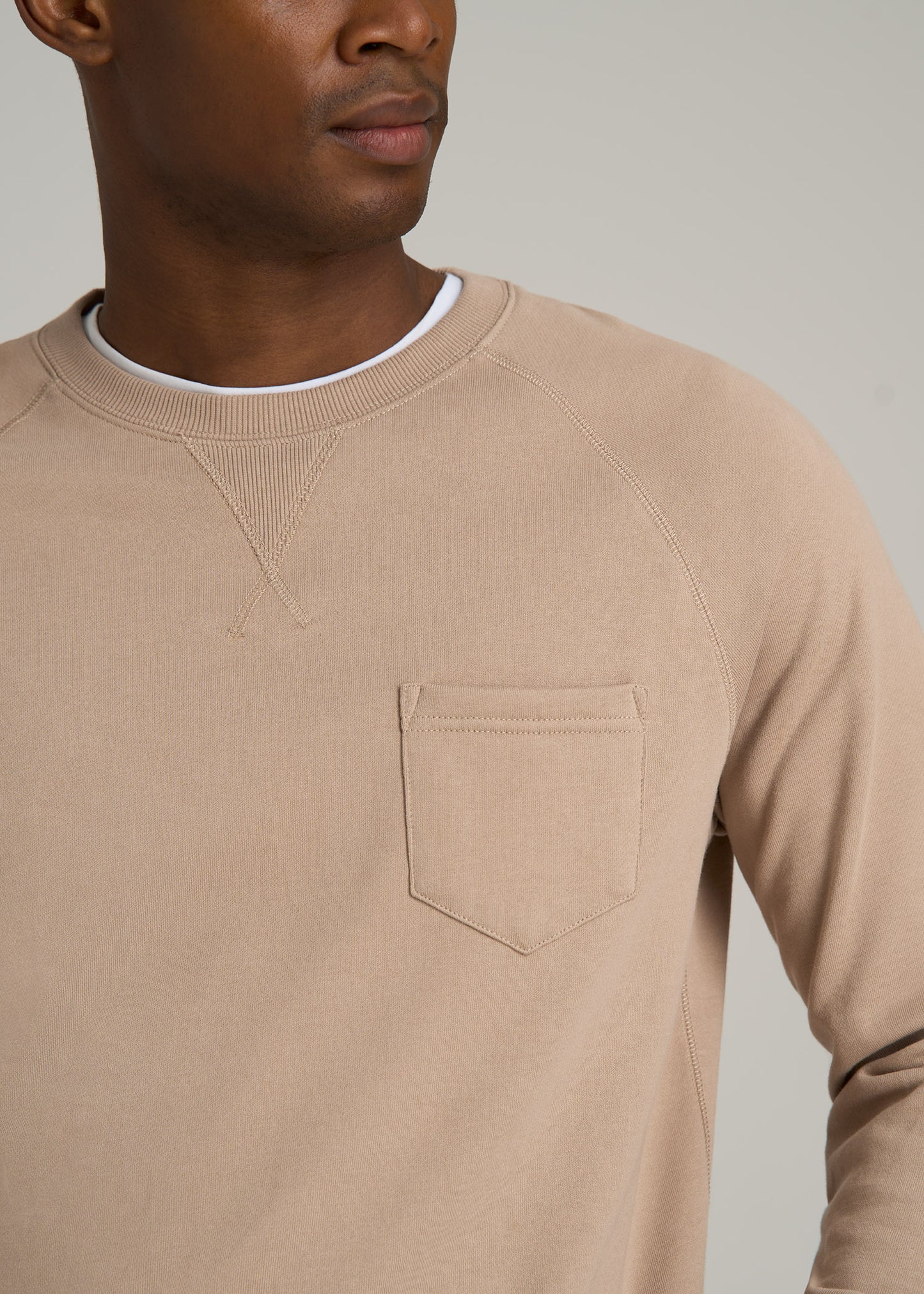 Wearever 2.0 French Terry Crewneck Sweatshirt for Tall Men in Light Camel