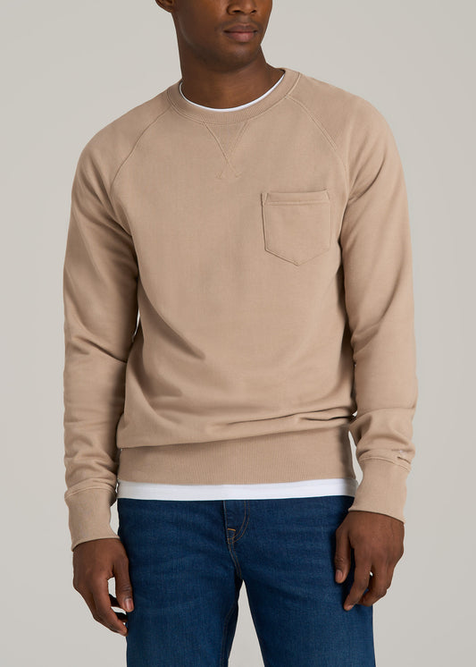 Wearever 2.0 French Terry Crewneck Sweatshirt for Tall Men in Light Camel