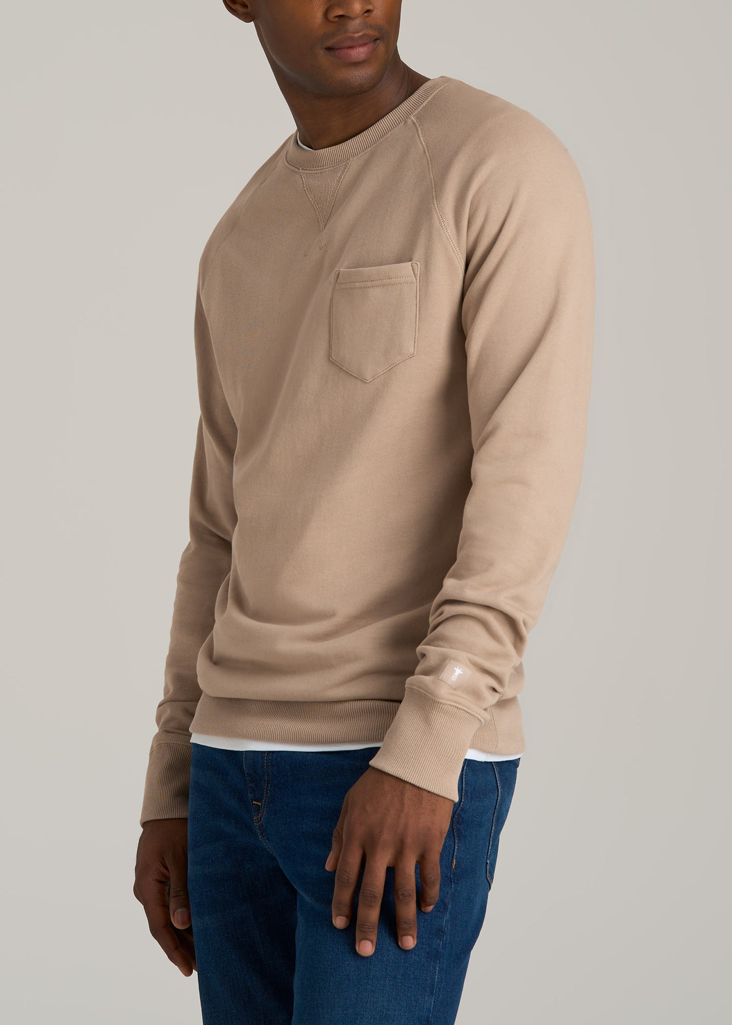 Wearever 2.0 French Terry Crewneck Sweatshirt for Tall Men in Light Camel