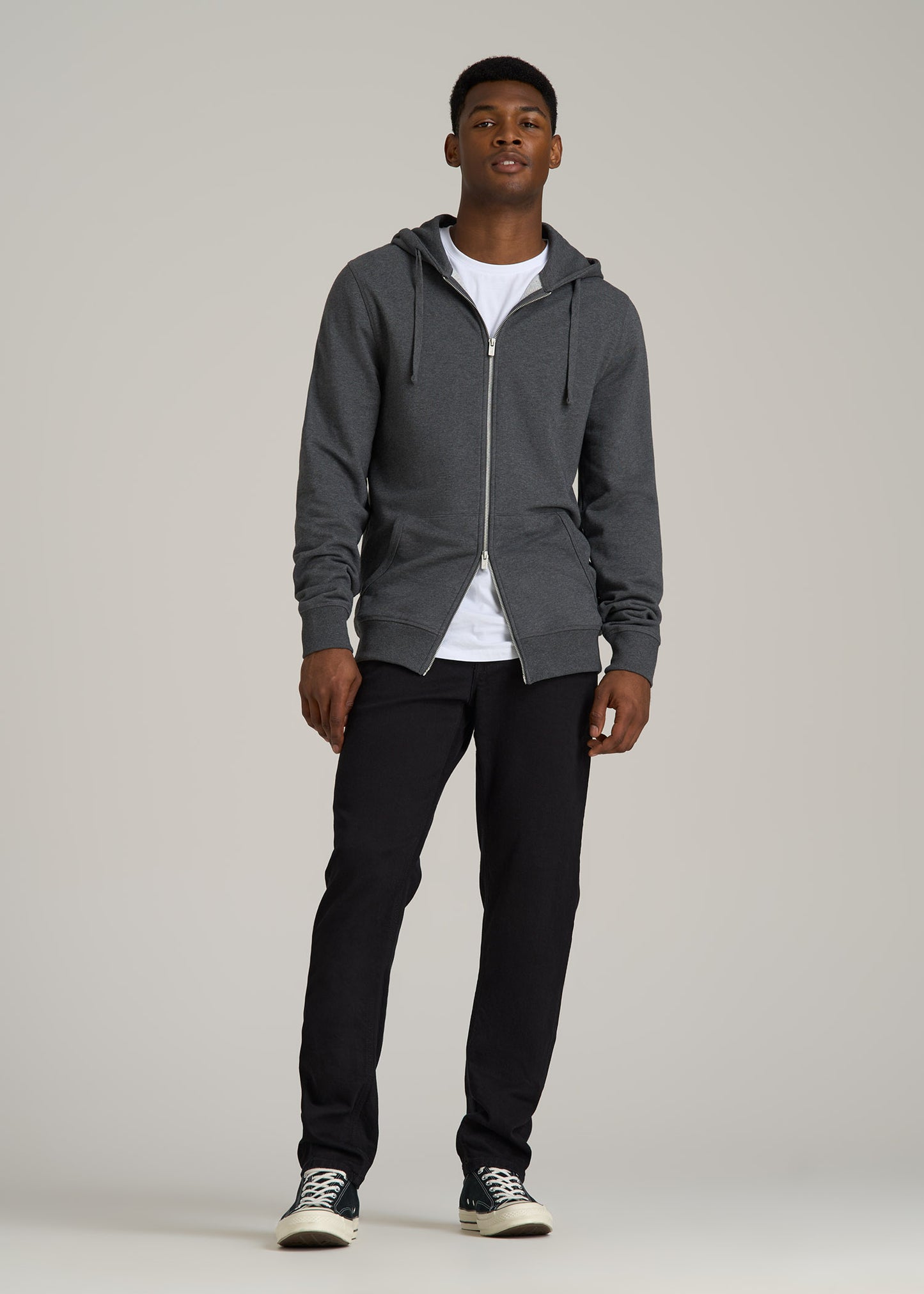 Wearever 2.0 French Terry Full-Zip Hoodie for Tall Men in Charcoal Mix