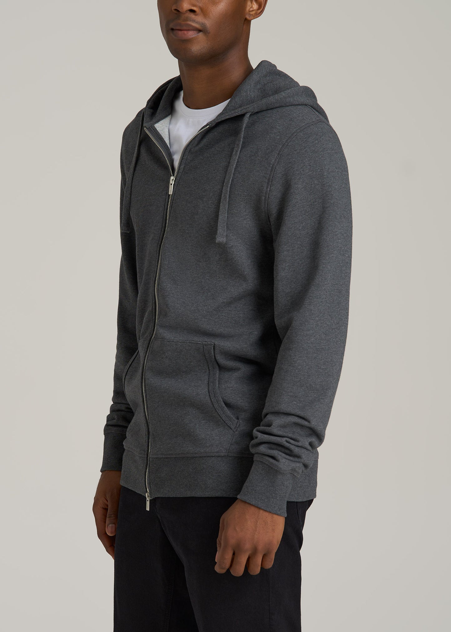 Wearever 2.0 French Terry Full-Zip Hoodie for Tall Men in Charcoal Mix