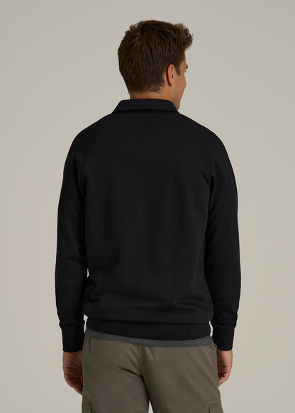 Wearever Fleece Collared Sweatshirt for Tall Men in Black