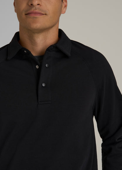 Wearever Fleece Collared Sweatshirt for Tall Men in Black