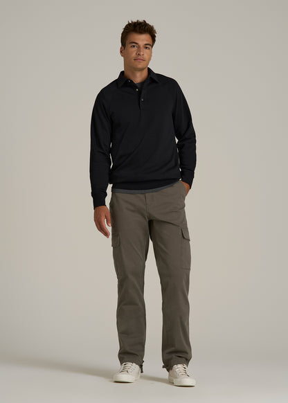 Wearever Fleece Collared Sweatshirt for Tall Men in Black