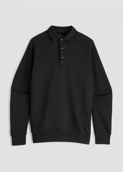 Wearever Fleece Collared Sweatshirt for Tall Men in Black