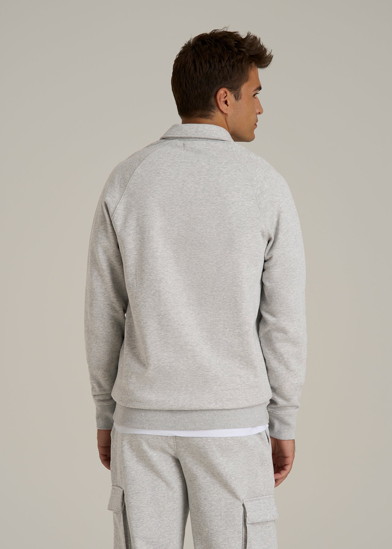 Wearever Fleece Collared Sweatshirt for Tall Men in Grey Mix