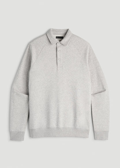 Wearever Fleece Collared Sweatshirt for Tall Men in Grey Mix