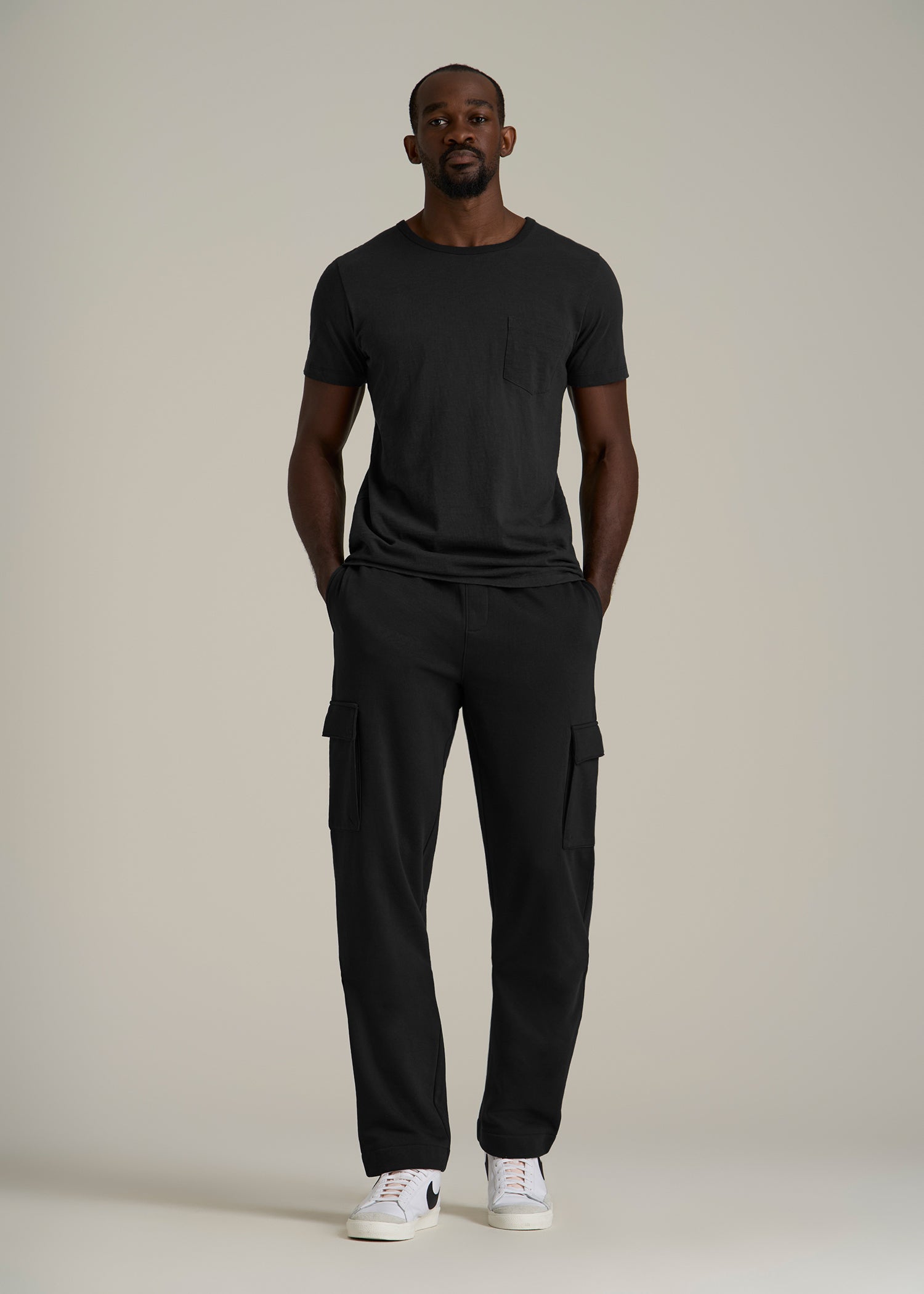 Wearever Fleece Straight Leg Cargo Sweatpant for Tall Men in Black