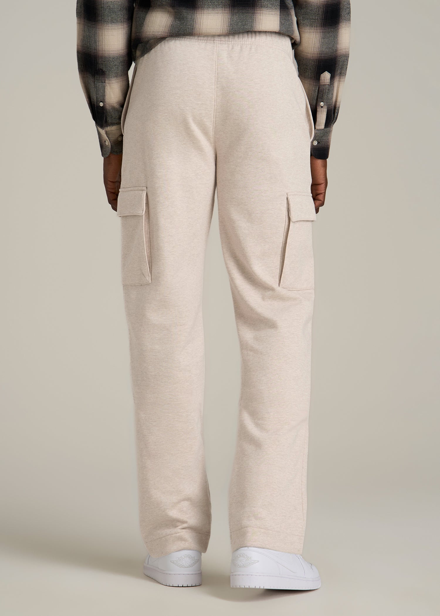 Wearever Fleece Straight Leg Cargo Sweatpant for Tall Men in Oatmeal Mix