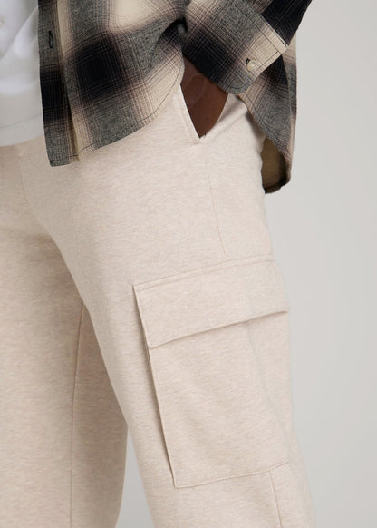 Wearever Fleece Straight Leg Cargo Sweatpant for Tall Men in Oatmeal Mix