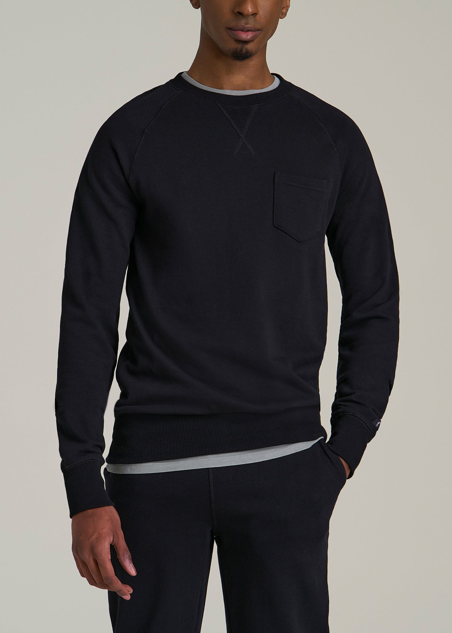 Wearever 2.0 French Terry Crewneck Sweatshirt for Tall Men in Black