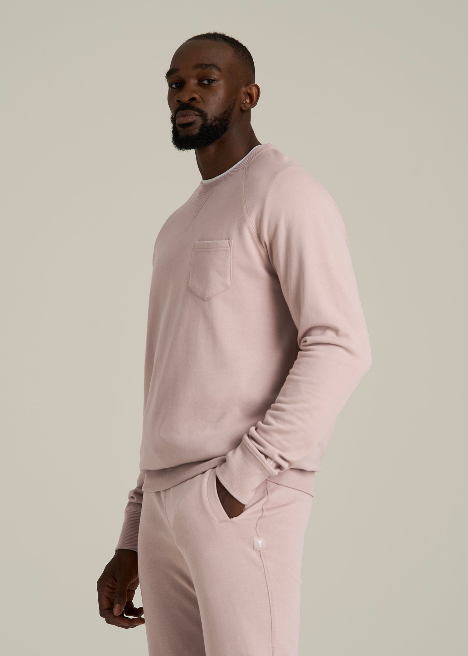 Wearever 2.0 French Terry Crewneck Sweatshirt for Tall Men in Desert Rose