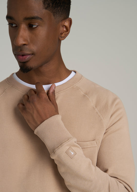 Wearever 2.0 French Terry Crewneck Sweatshirt for Tall Men in Light Camel