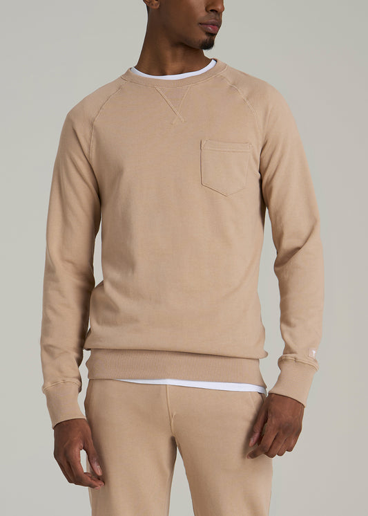 Wearever 2.0 French Terry Crewneck Sweatshirt for Tall Men in Light Camel