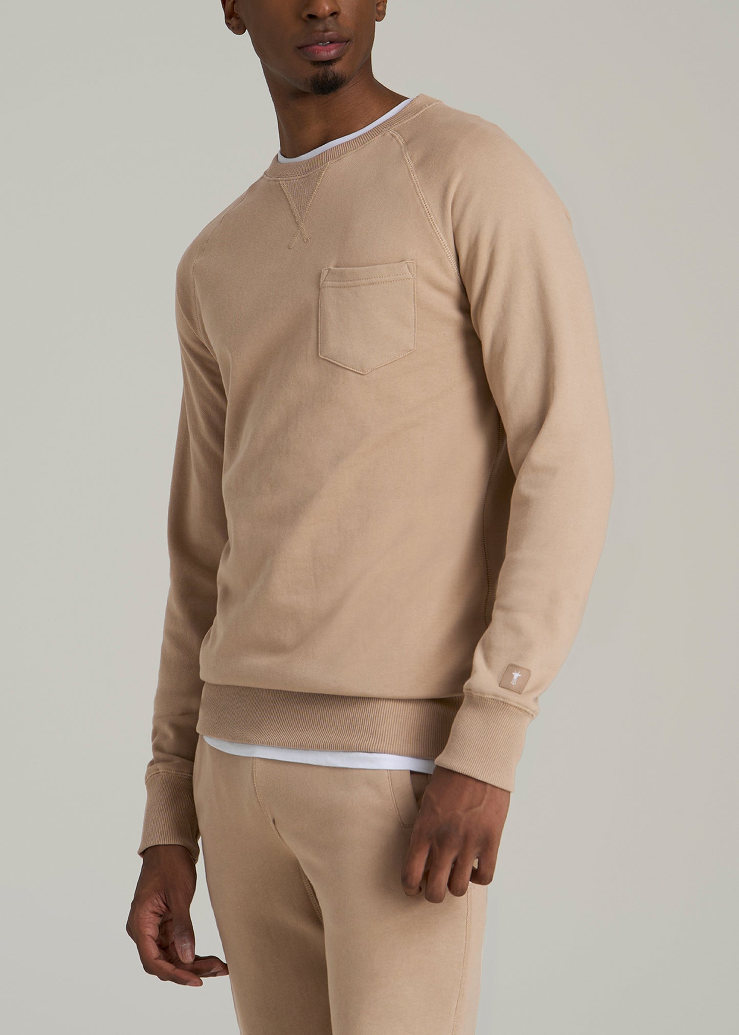 Wearever 2.0 French Terry Crewneck Sweatshirt for Tall Men in Light Camel