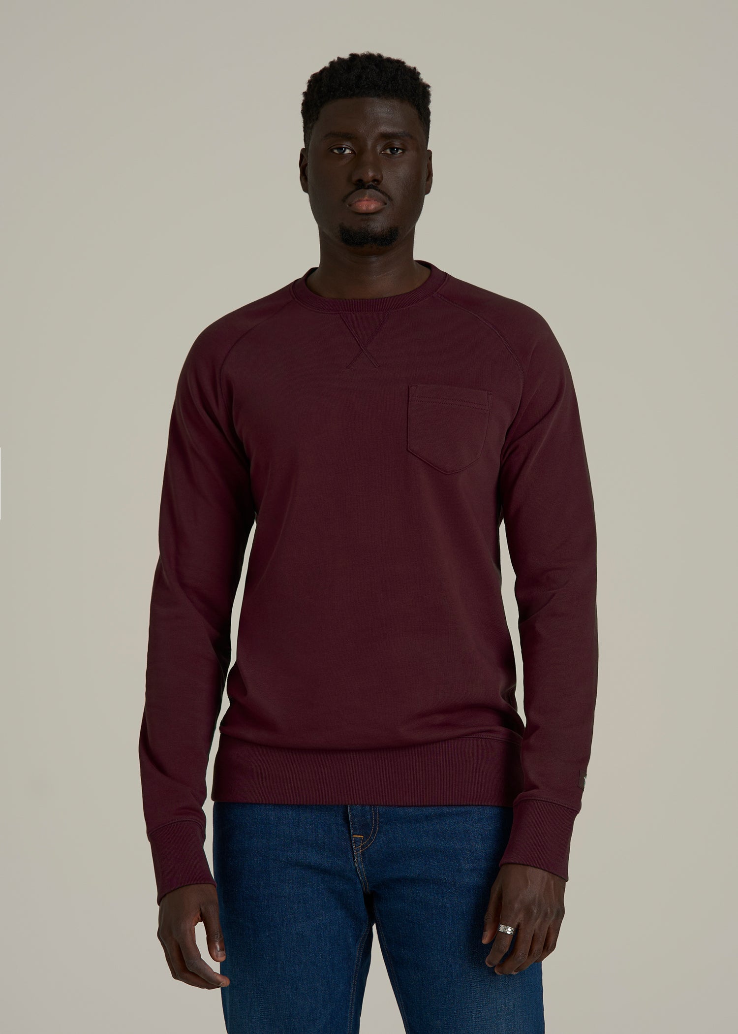 Wearever 2.0 French Terry Crewneck Sweatshirt for Tall Men in Tawny Port
