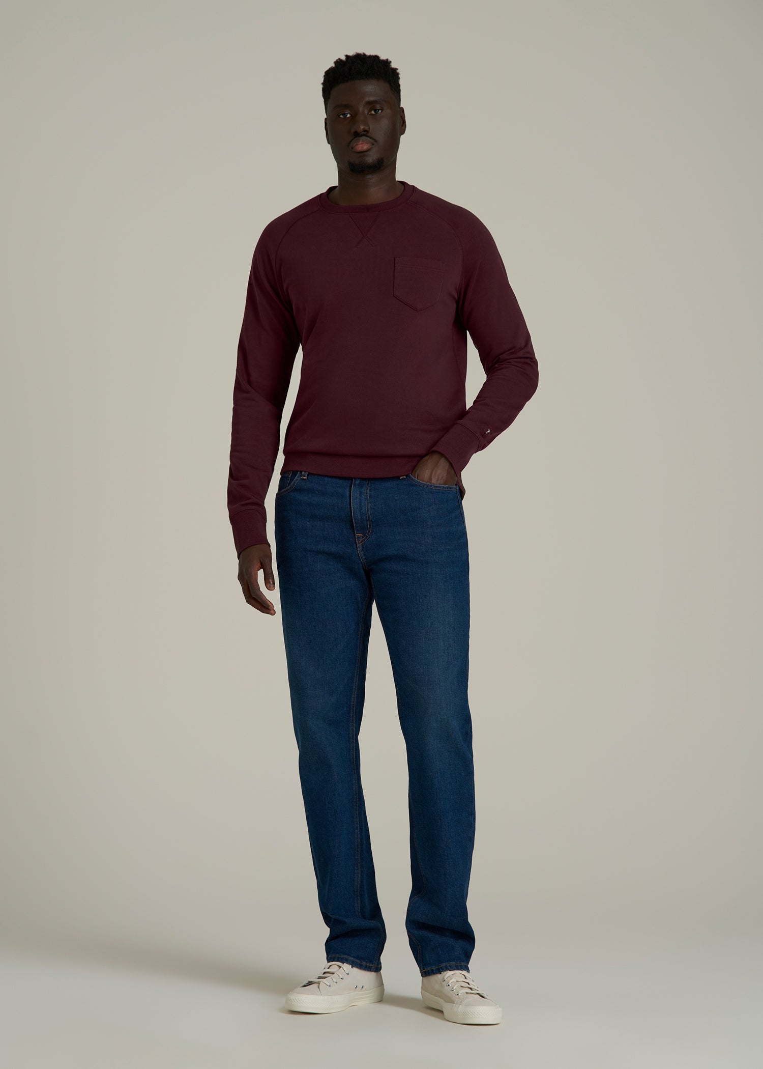 Wearever 2.0 French Terry Crewneck Sweatshirt for Tall Men in Tawny Port