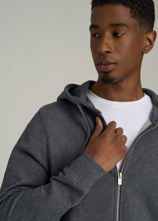 Wearever 2.0 French Terry Full-Zip Hoodie for Tall Men in Charcoal Mix