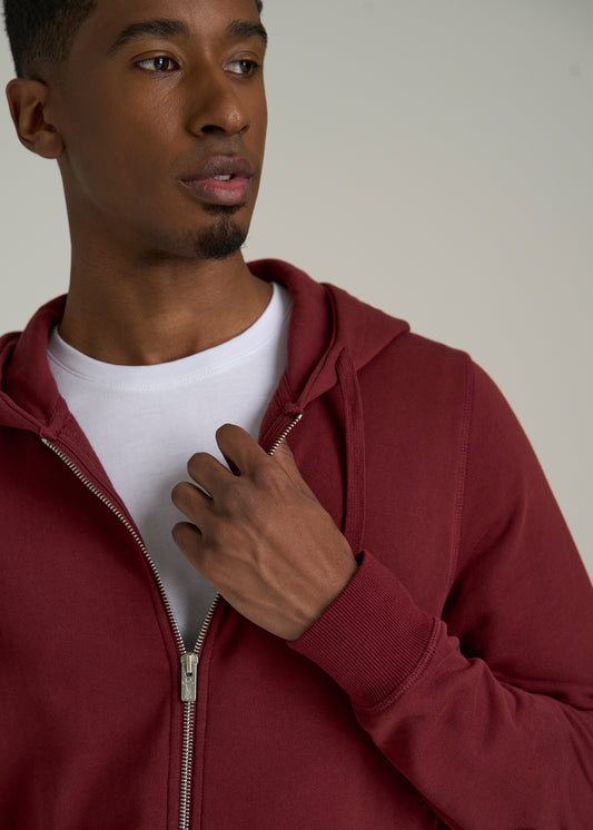 Wearever 2.0 French Terry Full-Zip Hoodie for Tall Men in Red Ochre