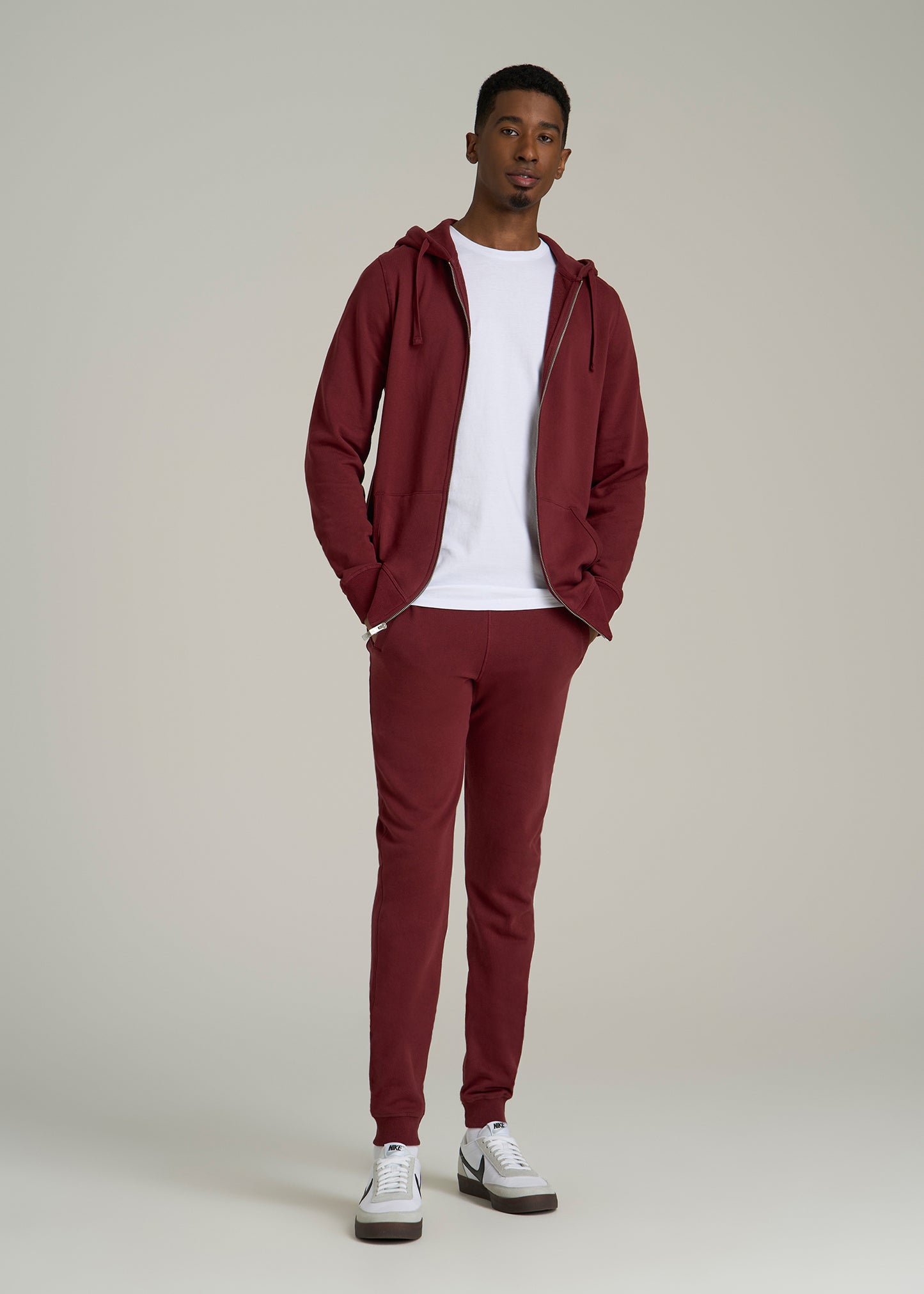 Wearever 2.0 French Terry Full-Zip Hoodie for Tall Men in Red Ochre