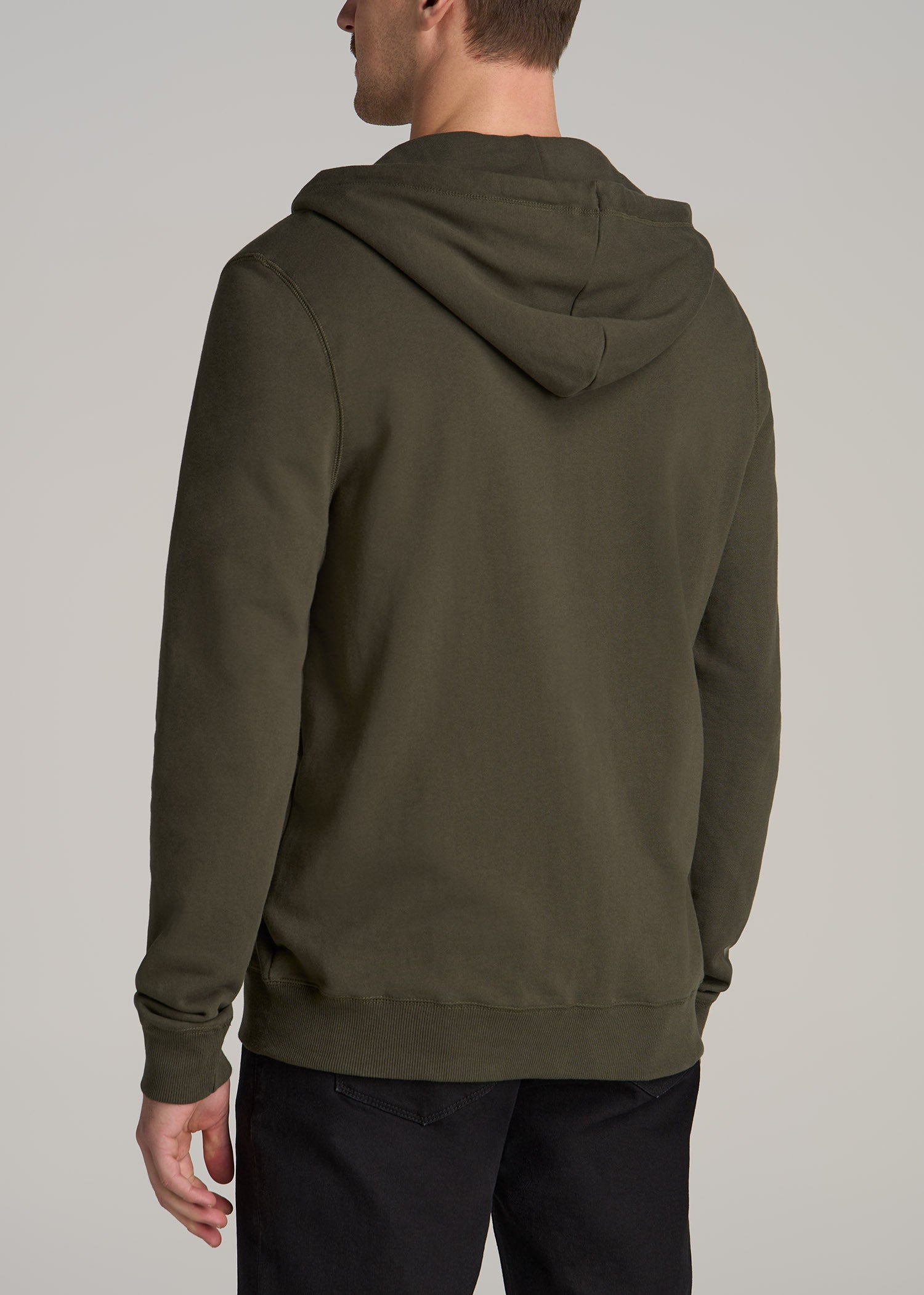 Men's Tall French Terry Zip Camo Green Hoodie | American Tall