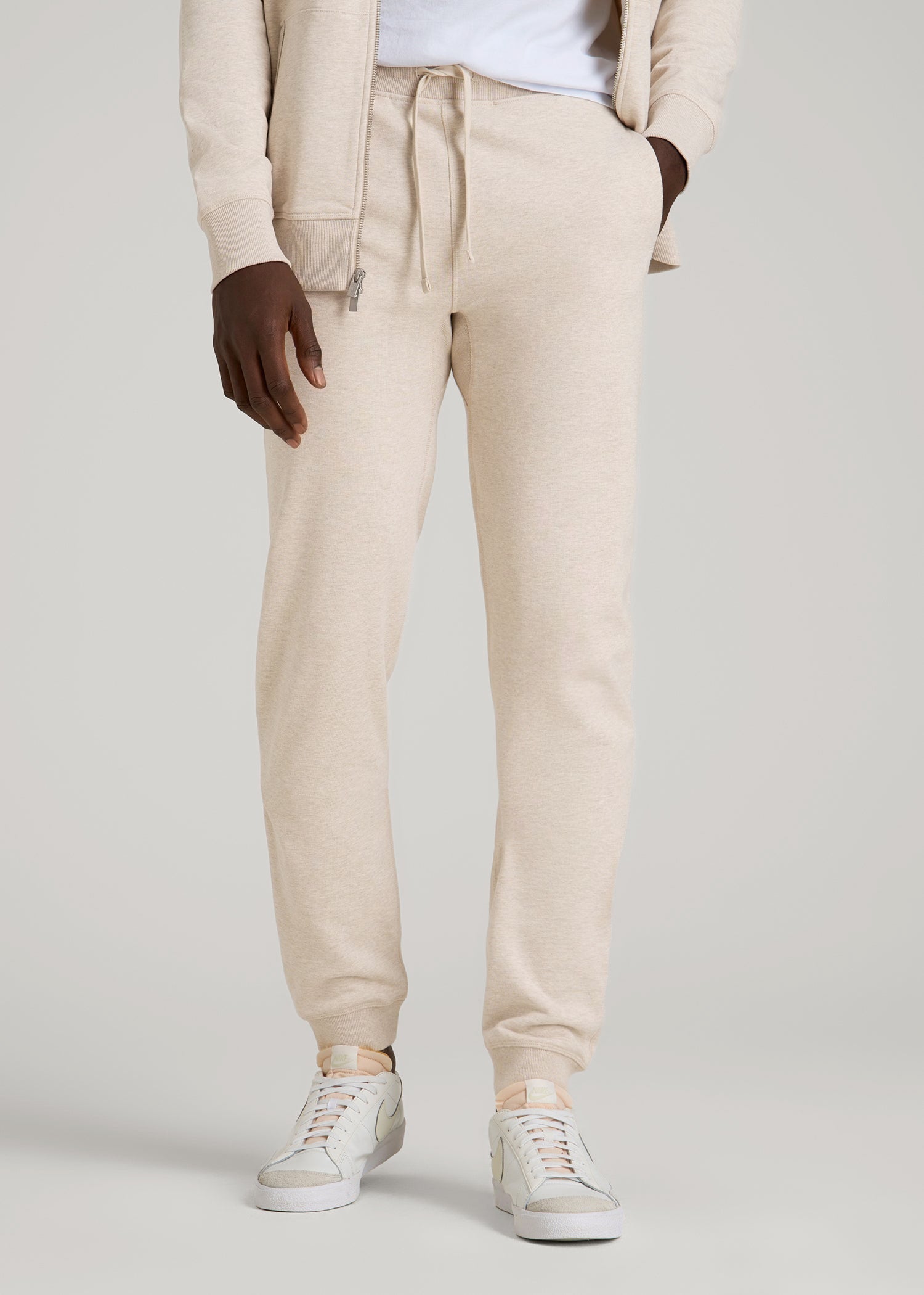 Wearever 2.0 French Terry Joggers for Tall Men in Oatmeal Mix
