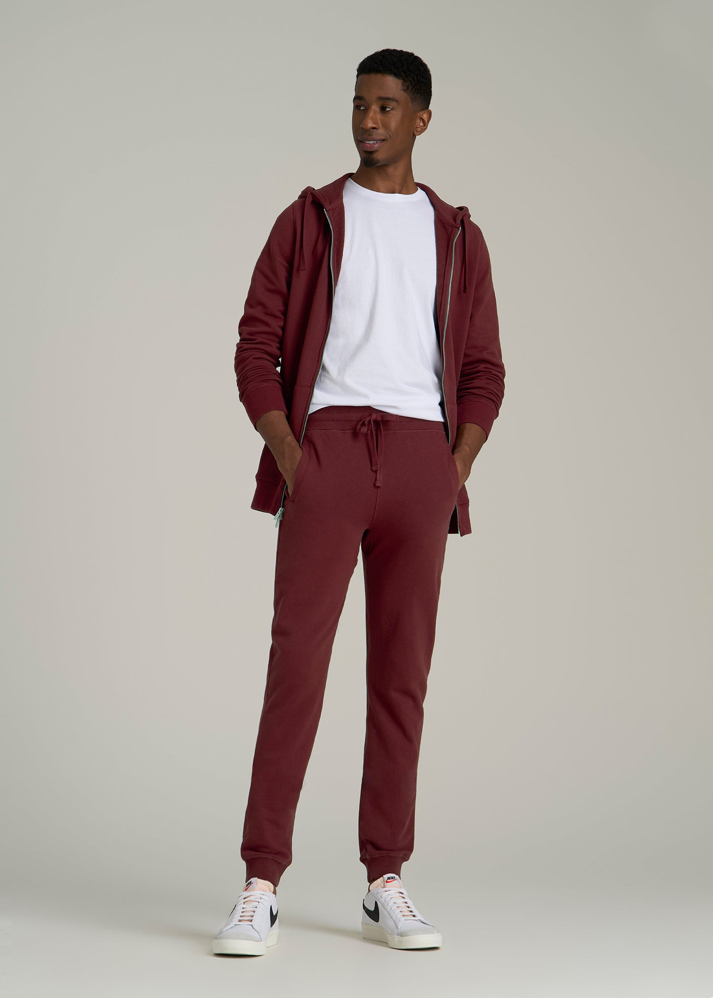 Wearever 2.0 French Terry Joggers for Tall Men in Red Ochre