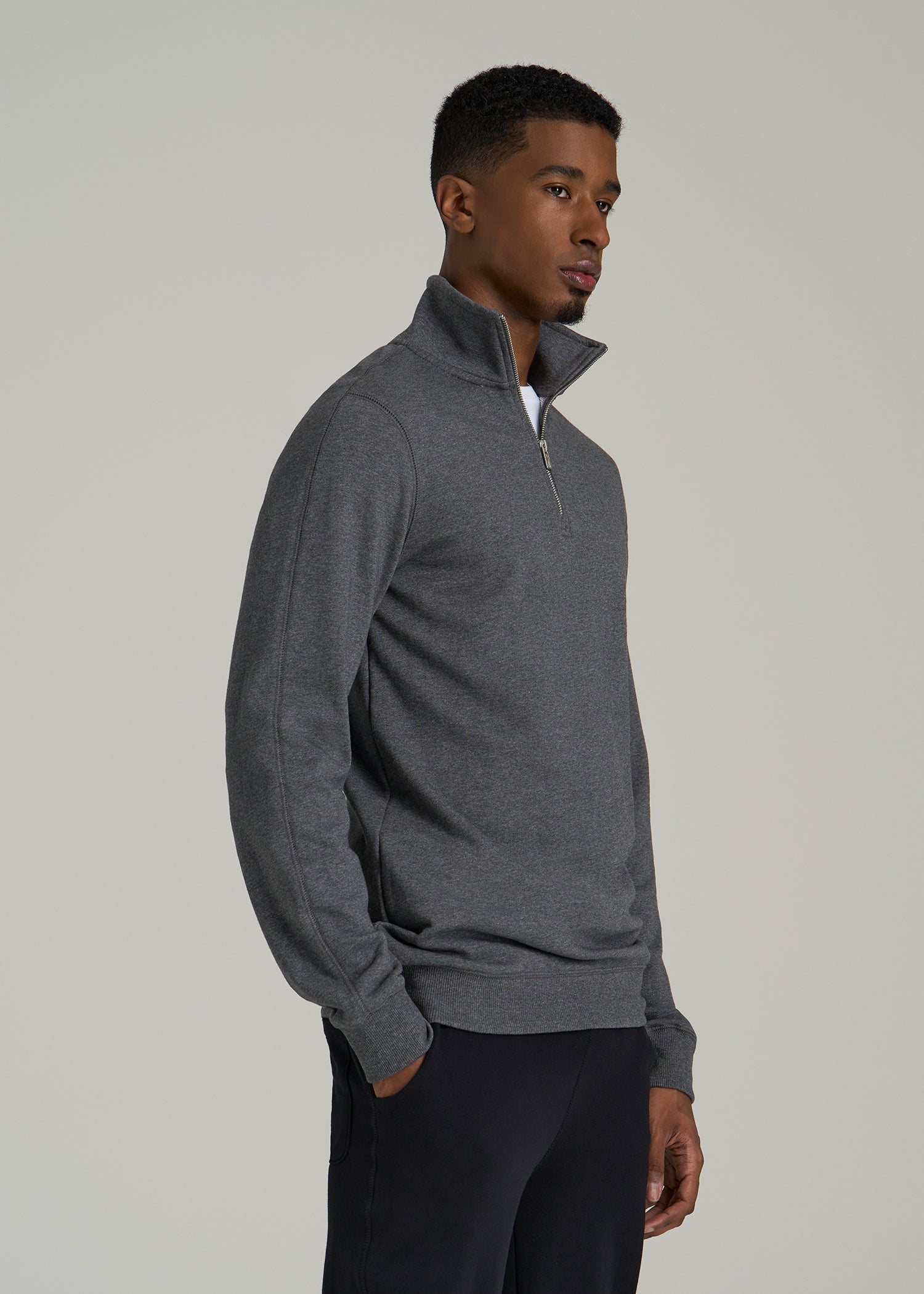 Wearever 2.0 French Terry Quarter-Zip Sweatshirt for Tall Men in Charcoal Mix