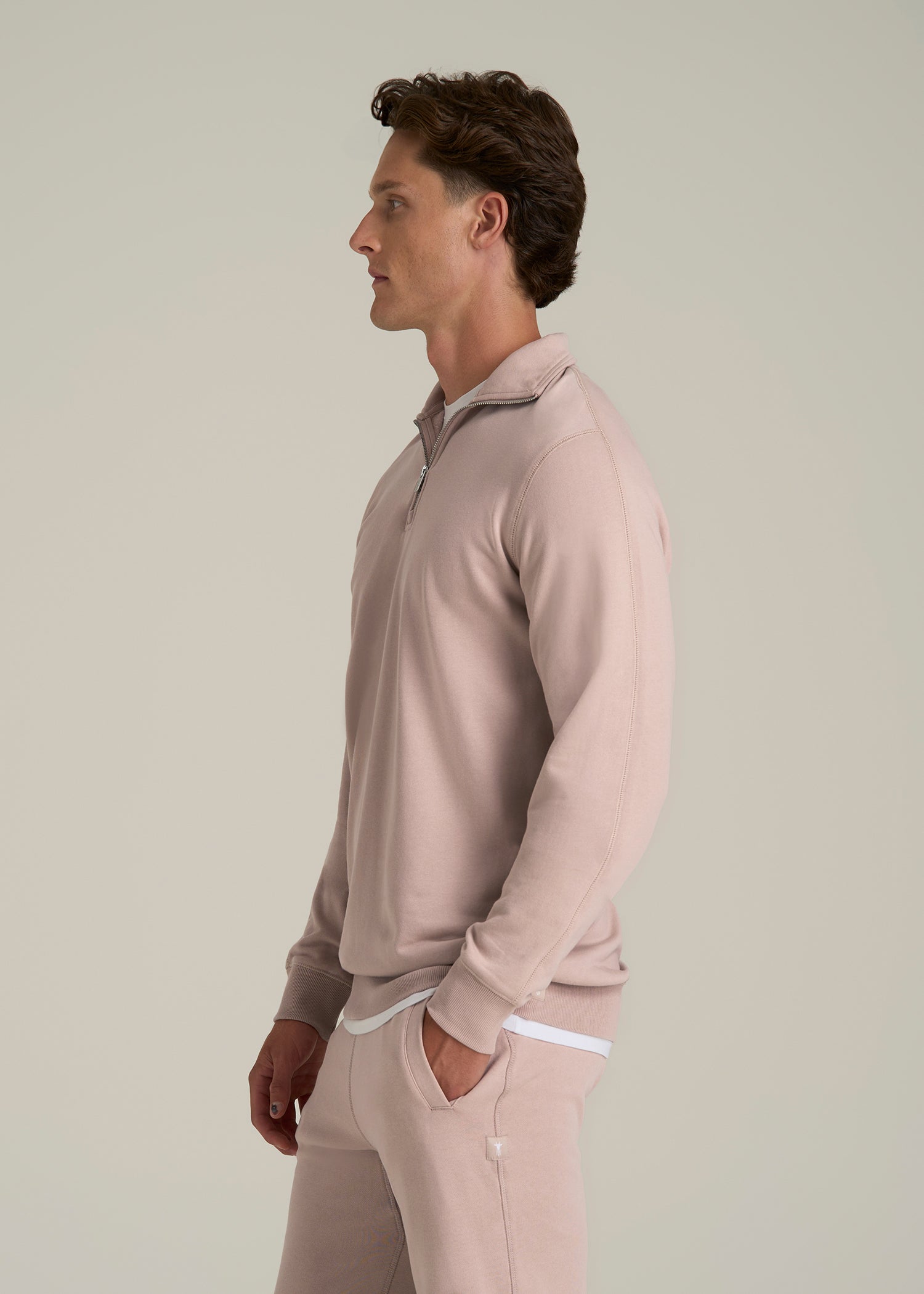 Wearever 2.0 French Terry Quarter-Zip Sweatshirt for Tall Men in Desert Rose
