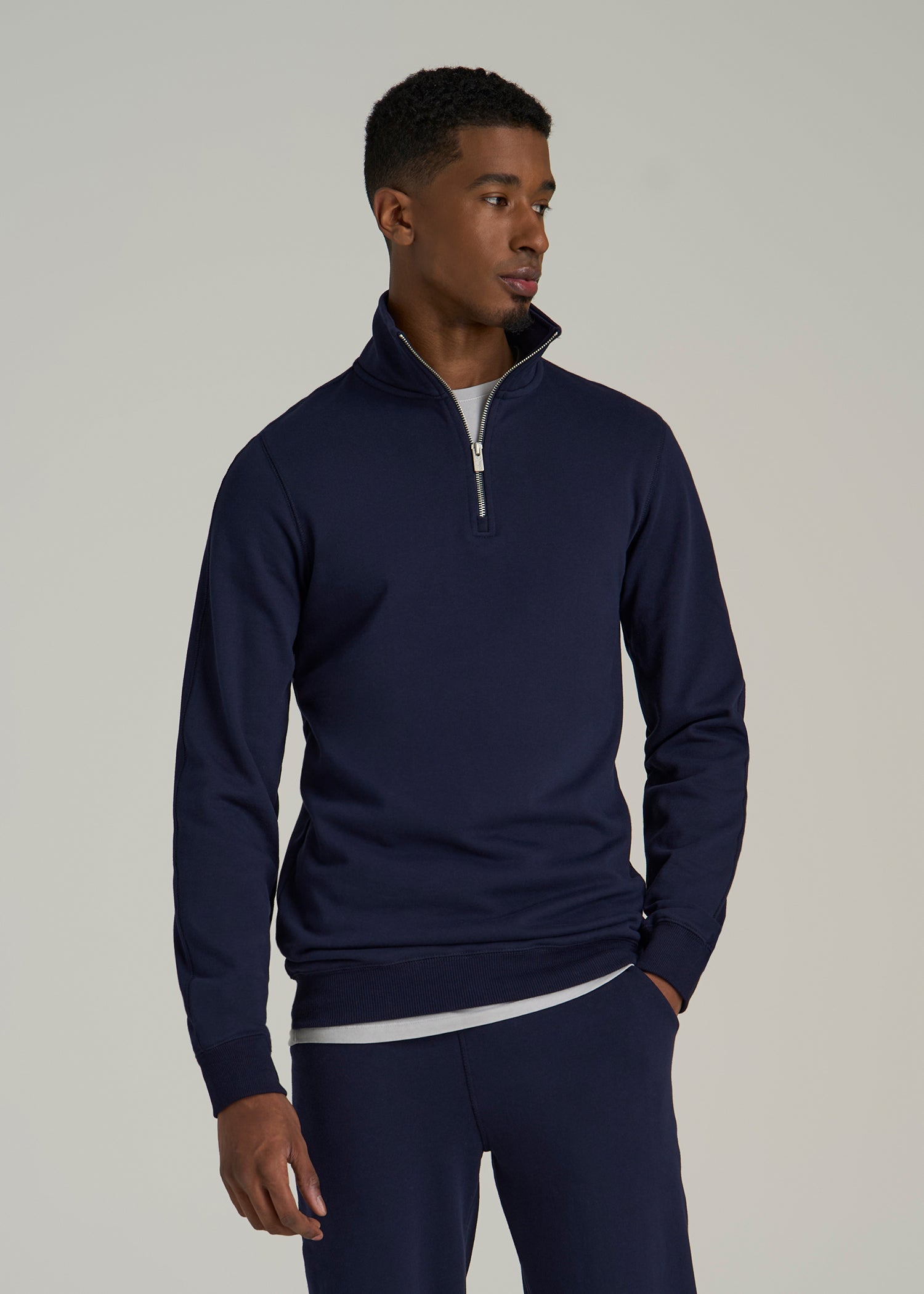 Wearever 2.0 French Terry Quarter-Zip Sweatshirt for Tall Men in Evening Blue
