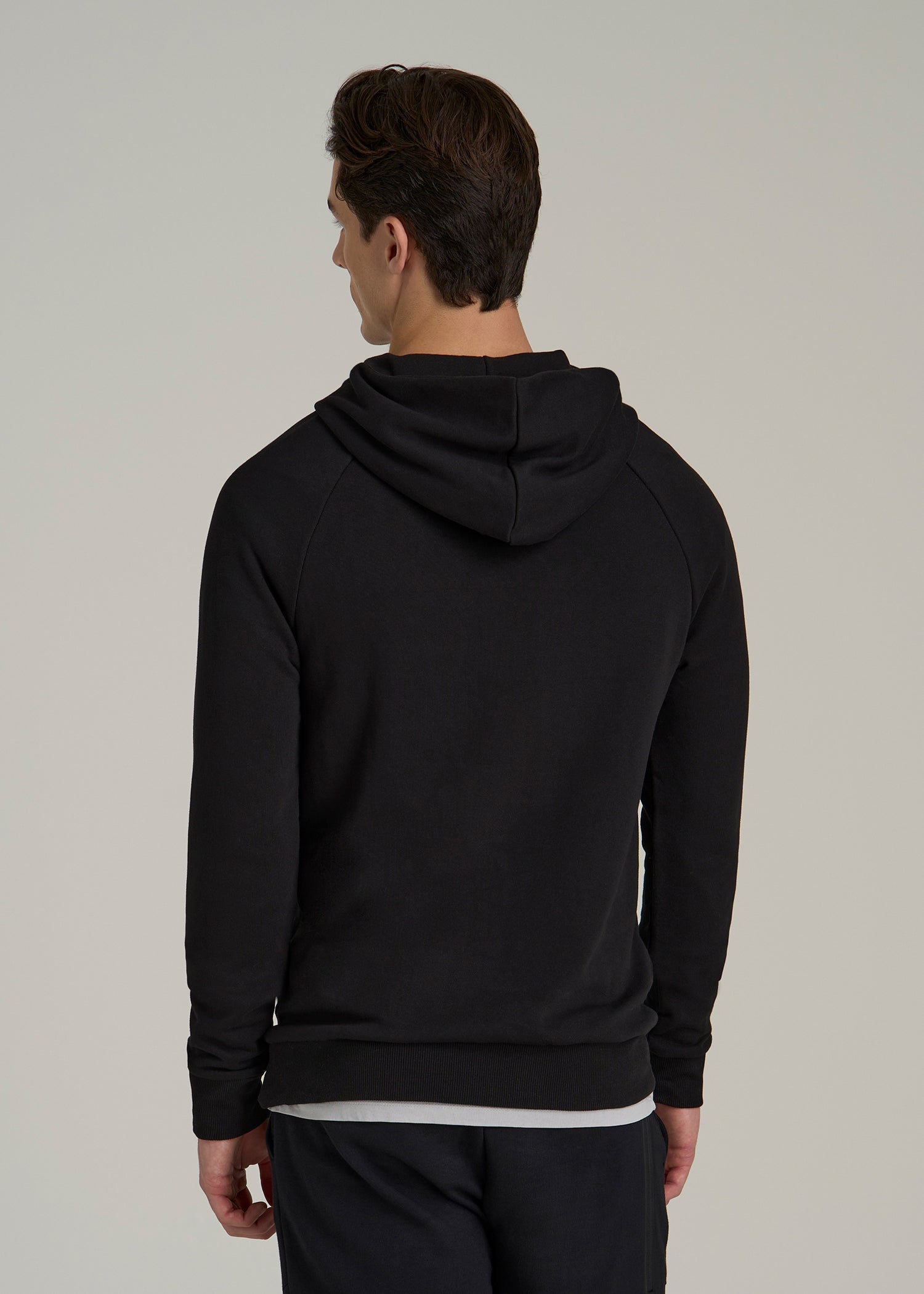 Wearever French Terry Raglan Hoodie for Tall Men in Black