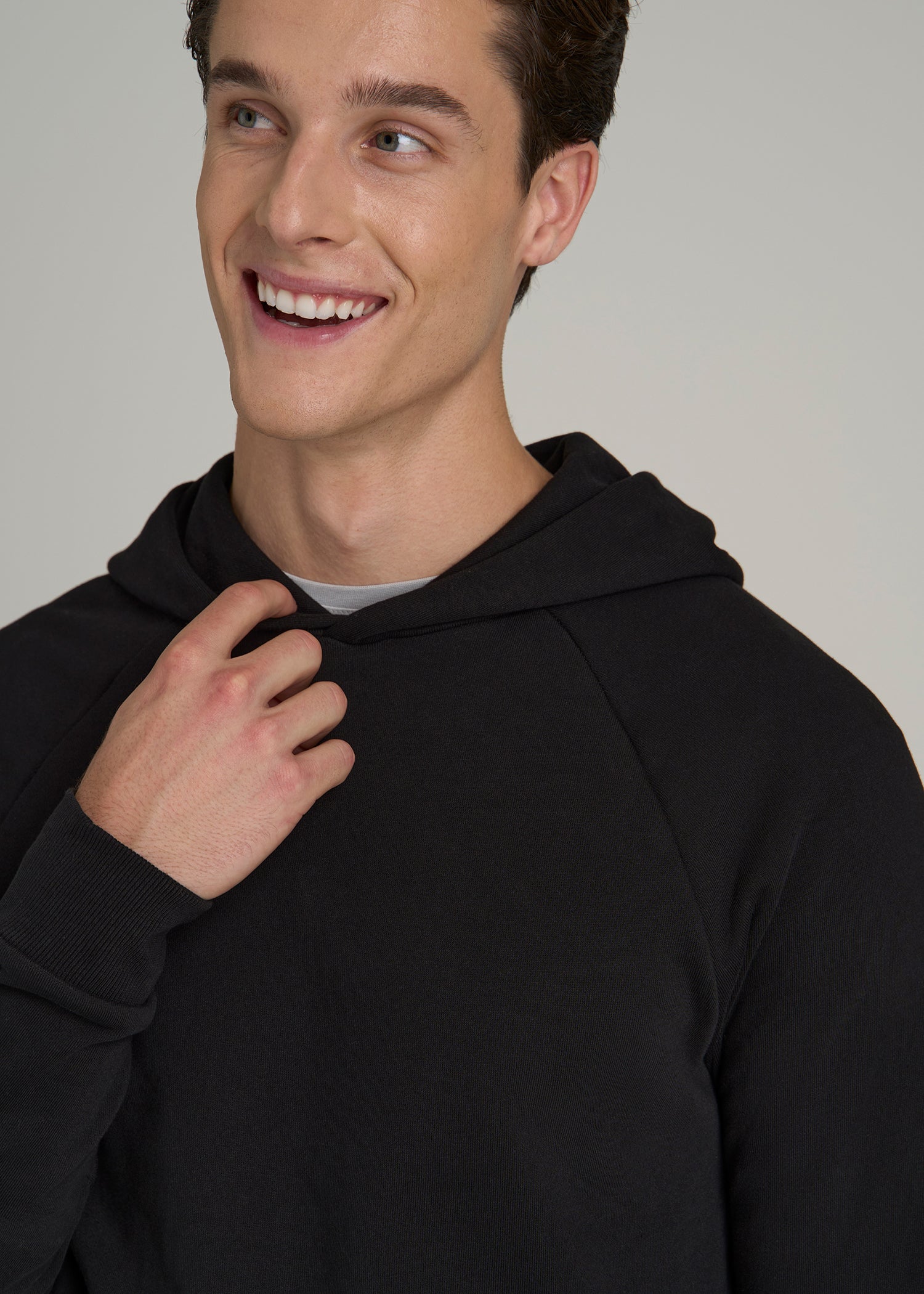 Wearever French Terry Raglan Hoodie for Tall Men in Black