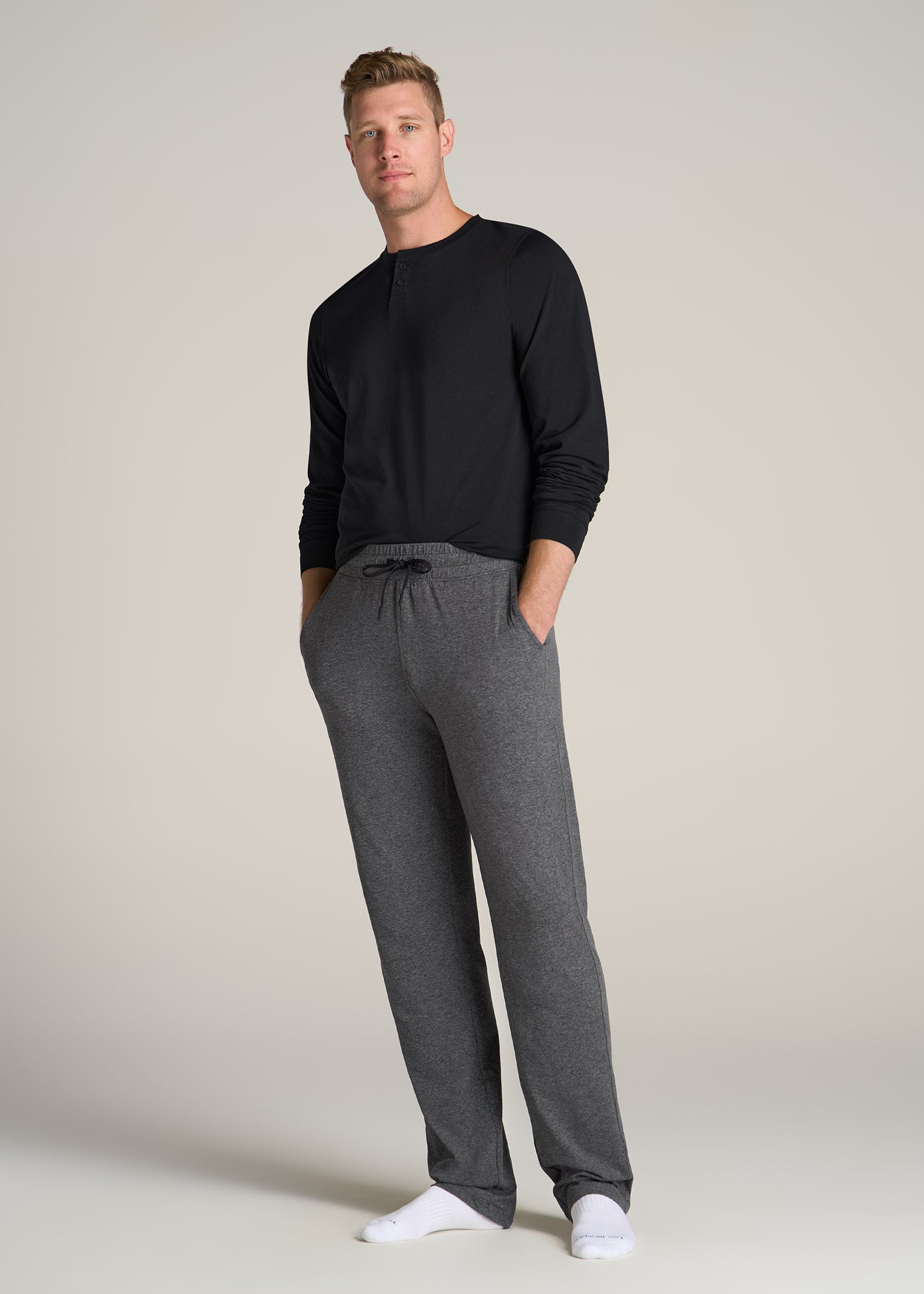 A.T. Performance Zip Bottom Pants for Tall Men in Charcoal Mix