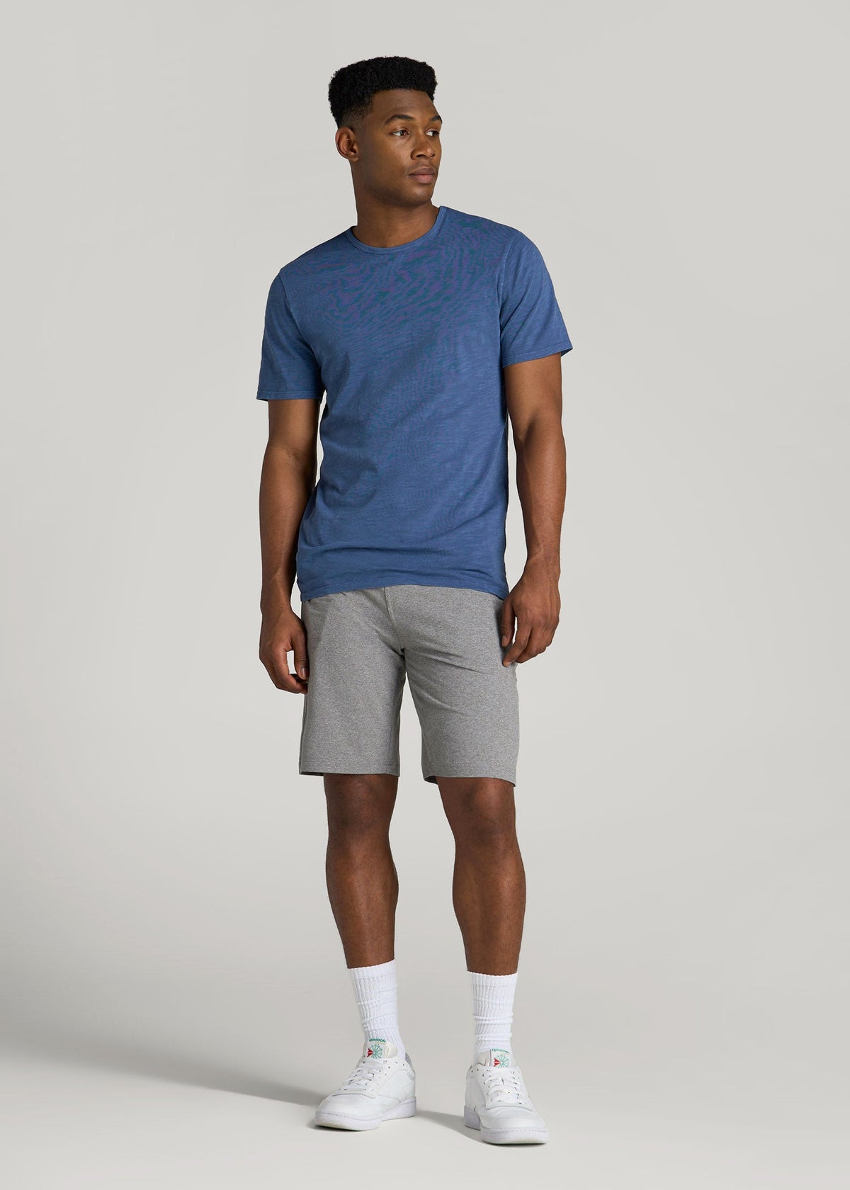 Weekender Stretch Lounge Shorts for Tall Men in Heathered Grey