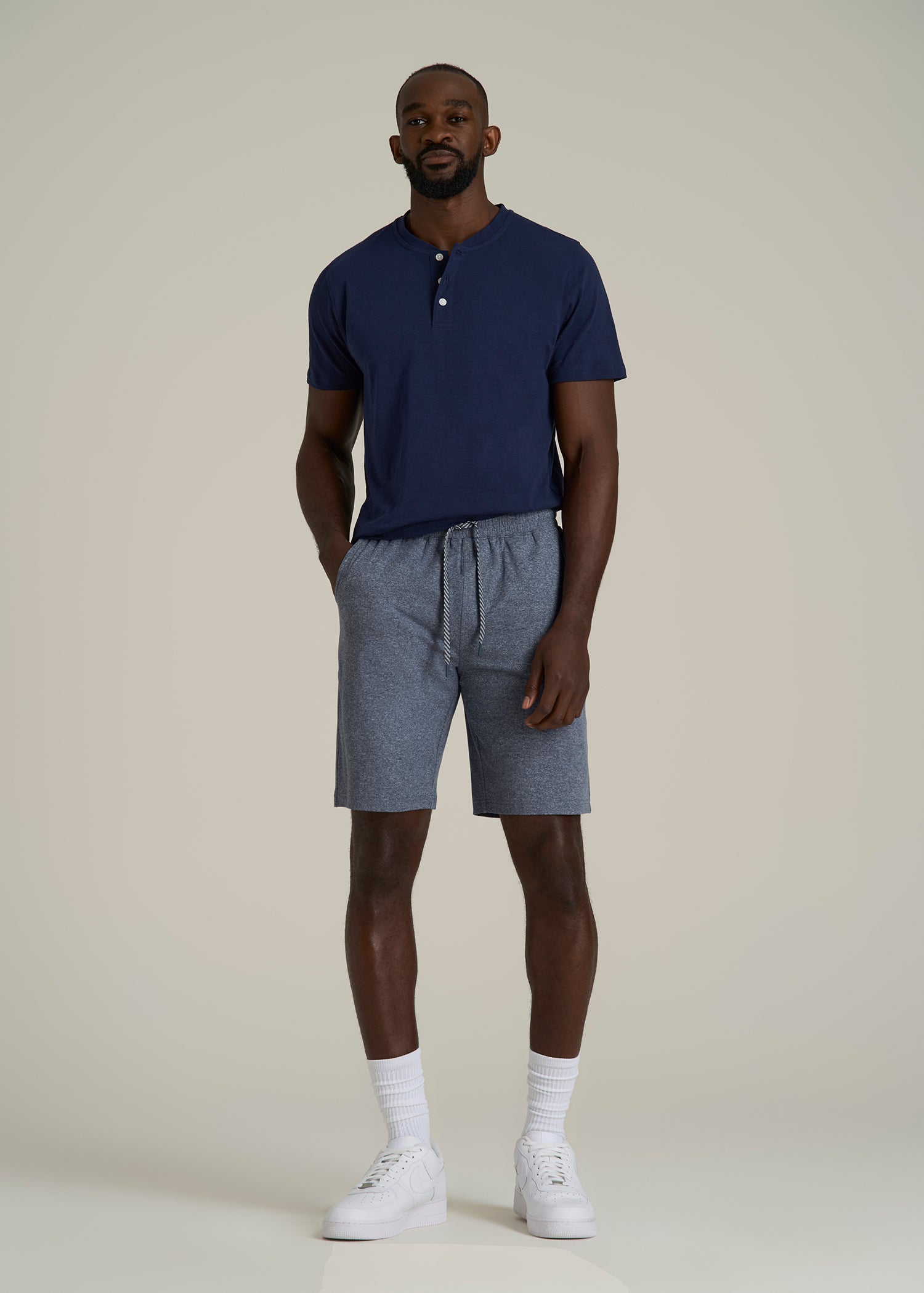 Weekender Stretch Lounge Shorts for Tall Men in Navy Mix