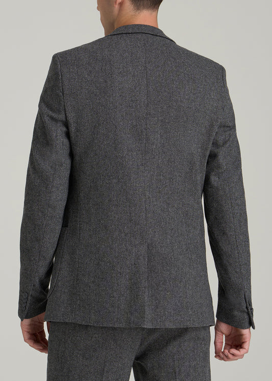 Wool Blend Blazer for Tall Men in Anthracite Tweed