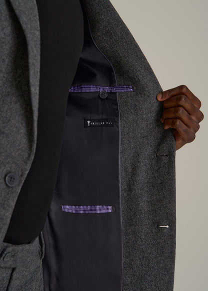 Wool Blend Blazer for Tall Men in Anthracite Tweed