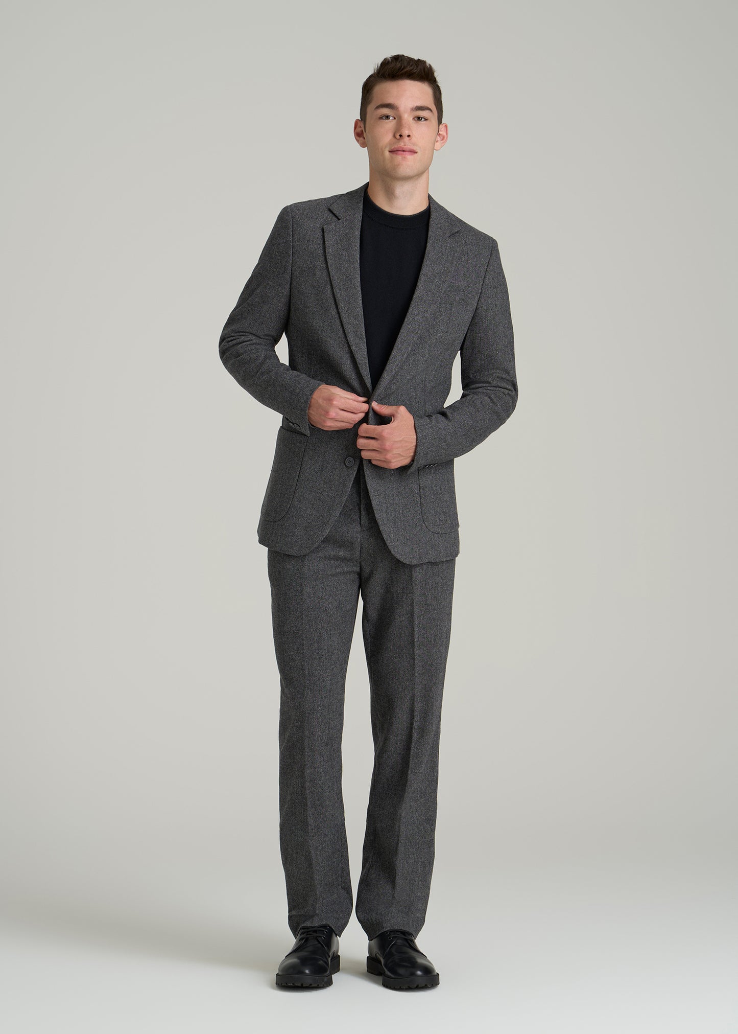 Wool Blend Blazer for Tall Men in Anthracite Tweed