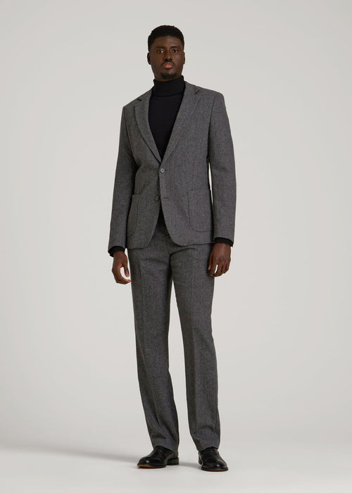 Wool Blend Blazer for Tall Men in Anthracite Tweed