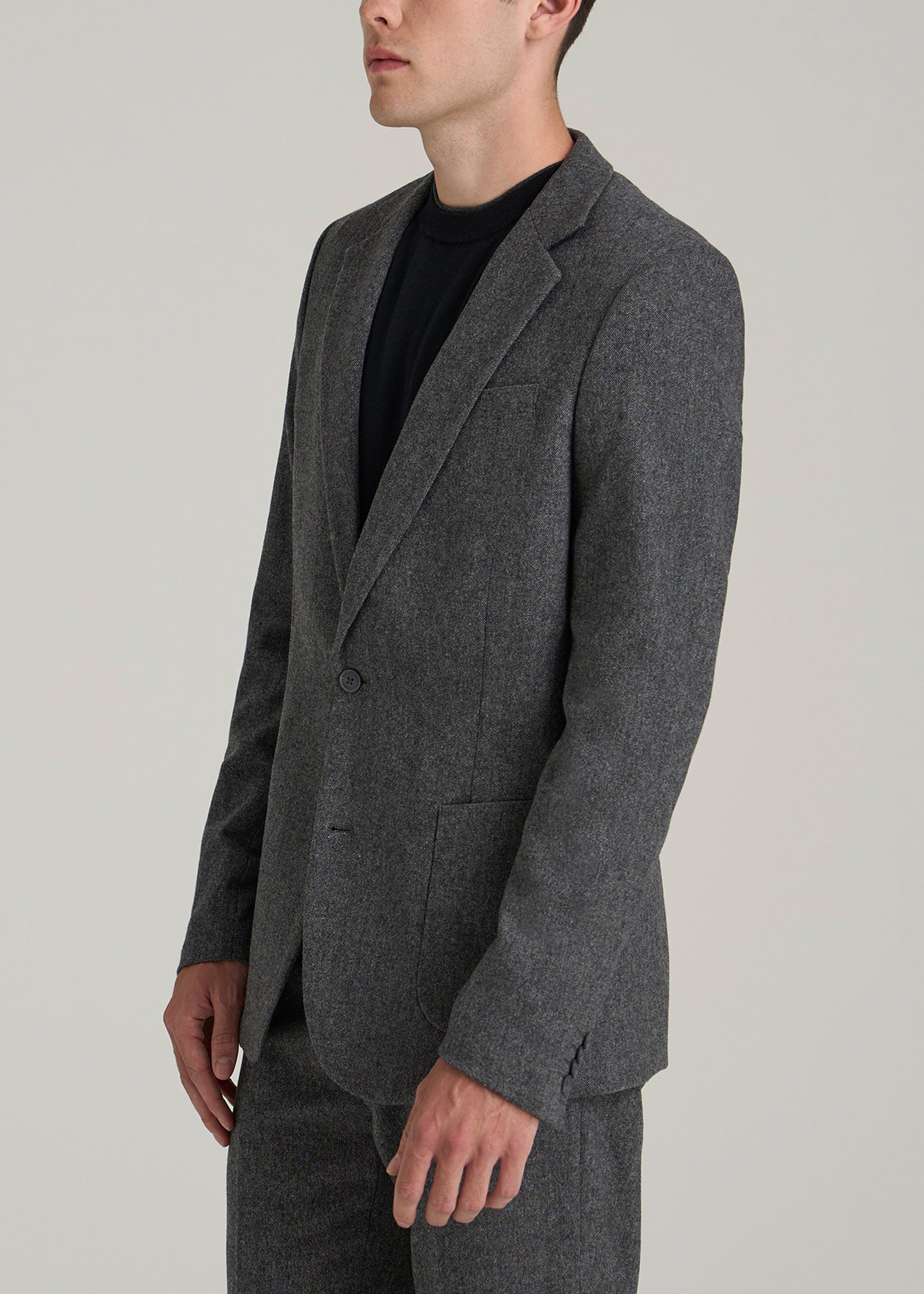 Wool Blend Blazer for Tall Men in Anthracite Tweed