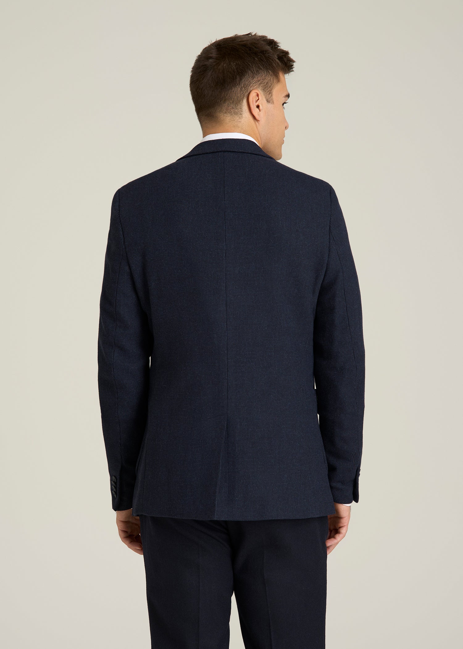 Wool Blend Blazer for Tall Men in Blue Birdseye