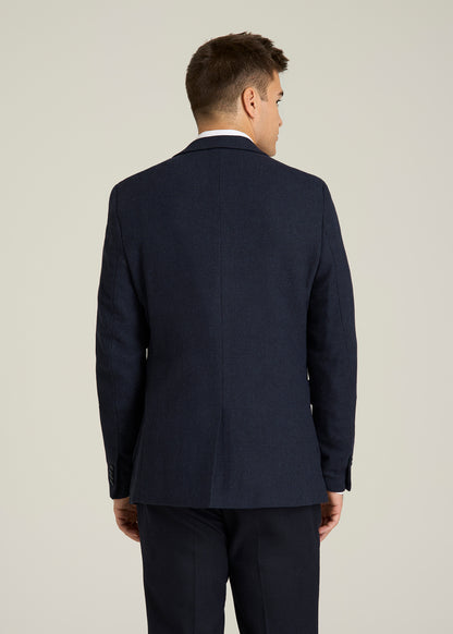 Wool Blend Blazer for Tall Men in Blue Birdseye