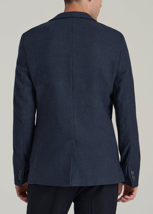 Wool Blend Blazer for Tall Men in Blue Birdseye