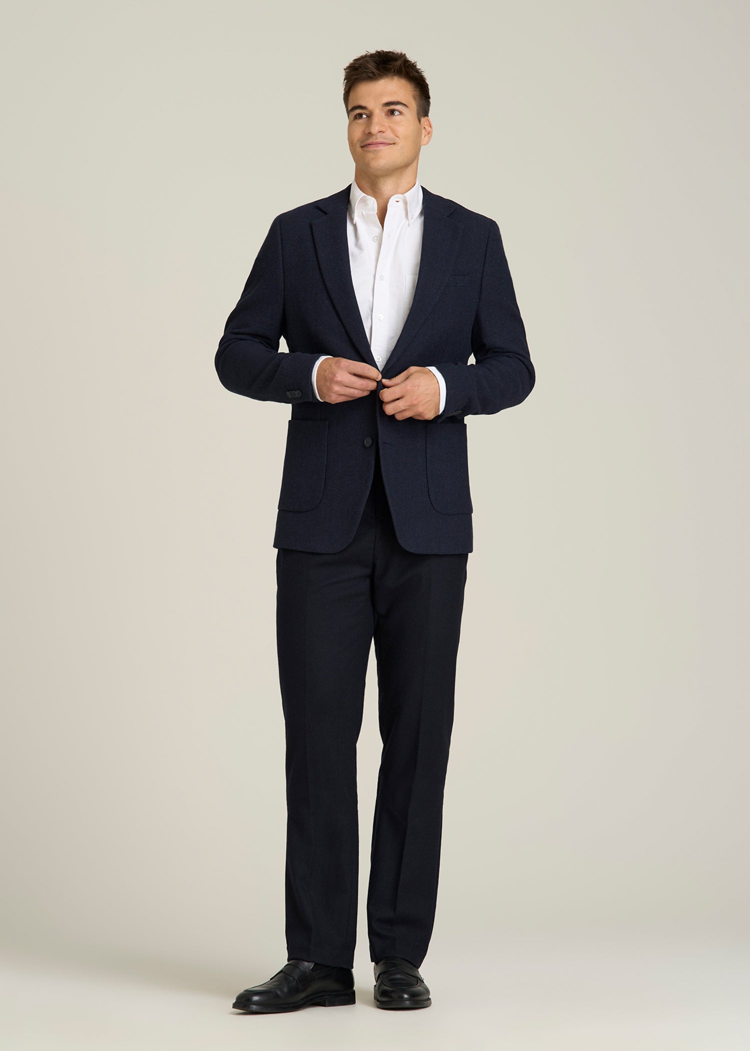 Wool Blend Blazer for Tall Men in Blue Birdseye