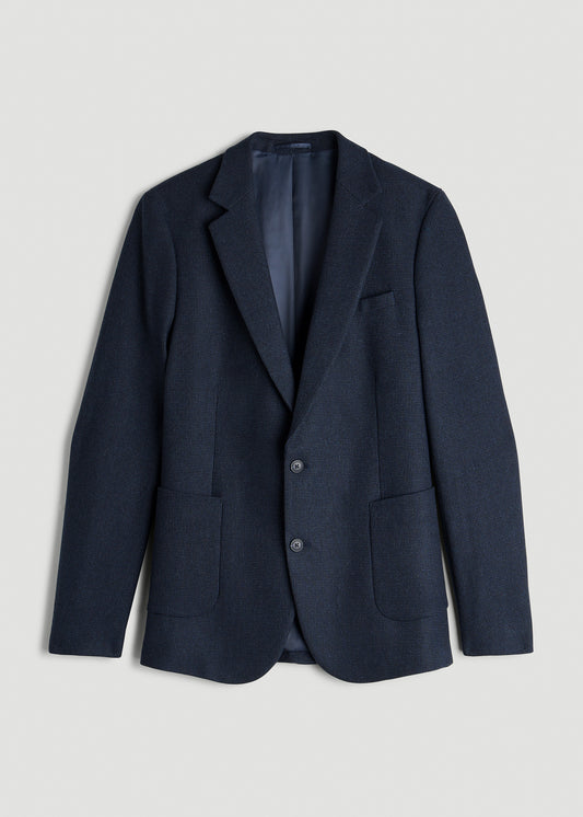 Wool Blend Blazer for Tall Men in Blue Birdseye