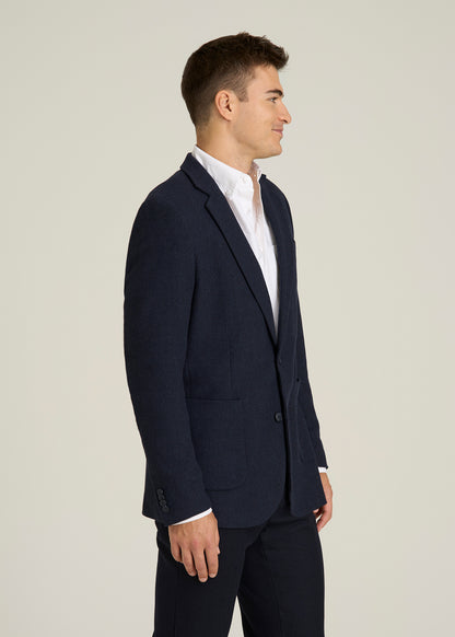 Wool Blend Blazer for Tall Men in Blue Birdseye